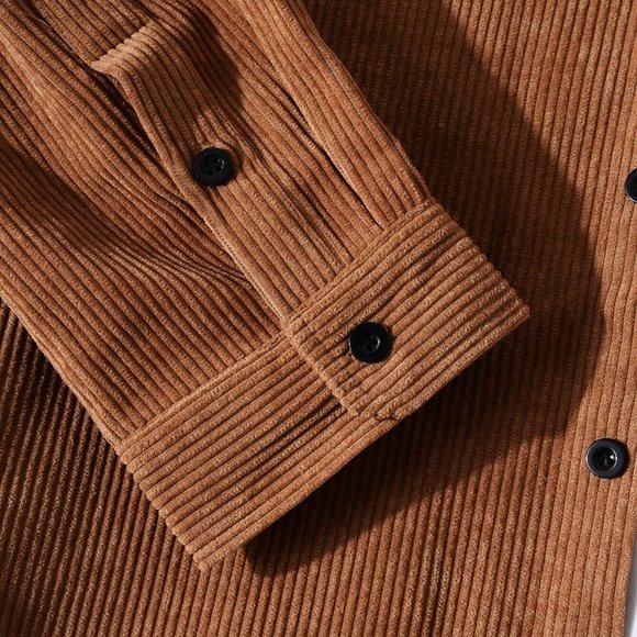 Corduroy Button Through Men's Shirt With Flap Pock - Picture 5 of 7